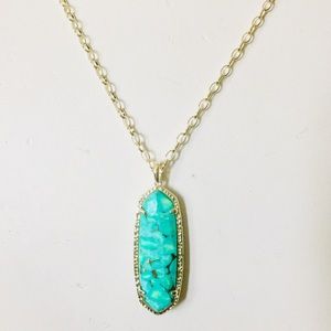 Kendra Scott Layla Turquoise Bronze Veined Teal Magnesite necklace Gold Plated